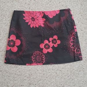 Short Black and Pink Flower Skirt